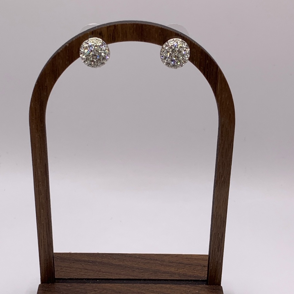 Elegant Silver Half Dome Pave Earrings